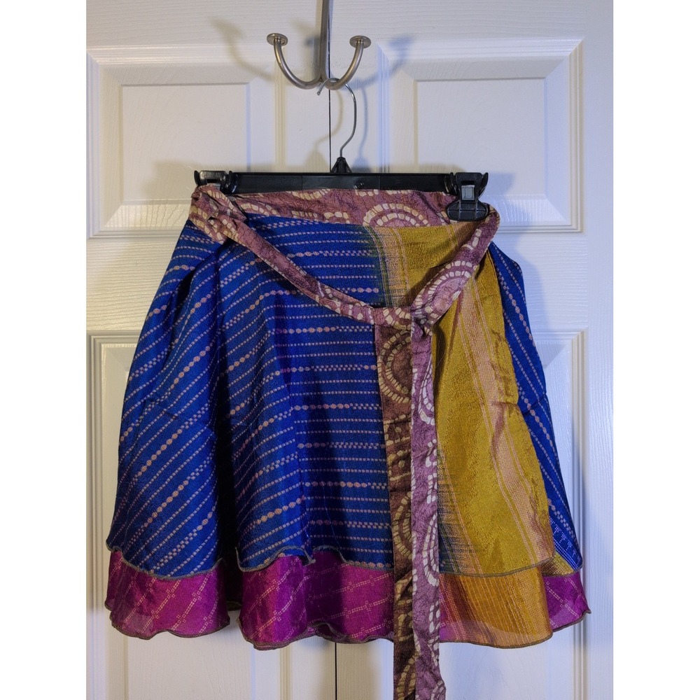 Jaded Gypsy Patchwork Maxi Wrap Skirt Tie Waist Cotton Free Size NWT